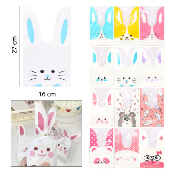 BOLSAS PARA DULCES, DISEÑO DE CONEJO - 27 X 16 CM