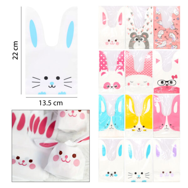 BOLSAS PARA DULCES, DISEÑO DE CONEJO - 22 X 13.5 CM