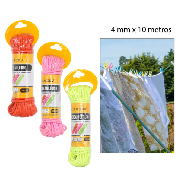 CUERDA DE POLIÉSTER DE ALTA RESISTENCIA PARA TENDEDERO - 4 MM X 10 MTS