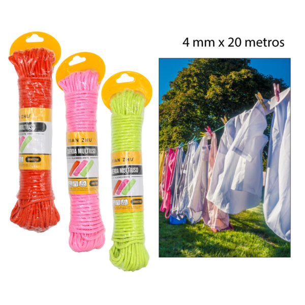 CUERDA DE POLIÉSTER DE ALTA RESISTENCIA PARA TENDEDERO - 4 MM X 20 MTS