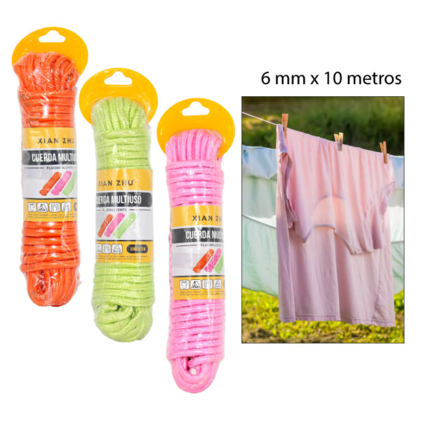 CUERDA DE POLIÉSTER DE ALTA RESISTENCIA PARA TENDEDERO - 6 MM X 10 MTS