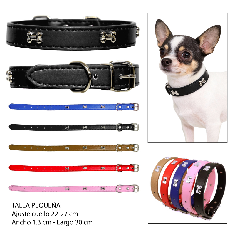 COLLAR PU CON HUESITOS PARA MASCOTAS - PEQUEÑA