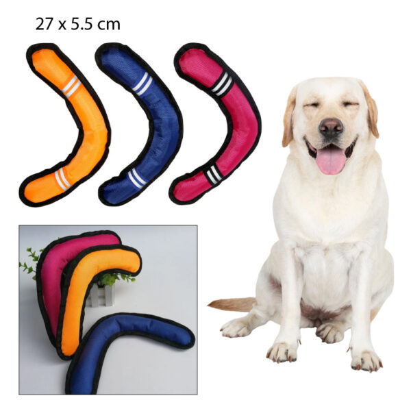 JUGUETE CHILLÓN DE ENTRENAMIENTO REFLECTANTE PARA MASCOTA, BOOMERANG - 27 CM
