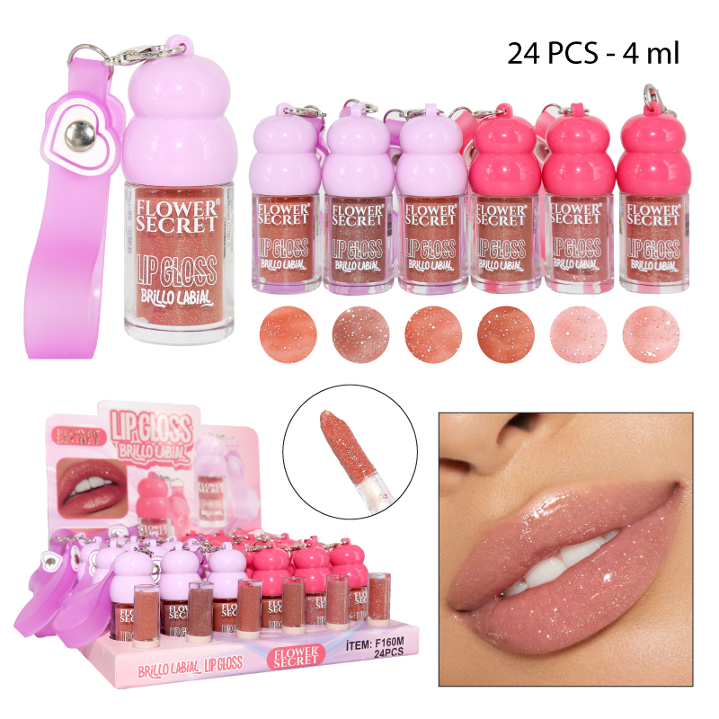 BRILLO LABIAL "NUDE" PERLADO CON COLGANTE - 5 ML