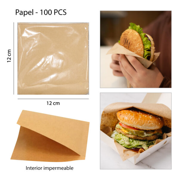100 SOBRES DE PAPEL KRAFT PARA ALIMENTOS