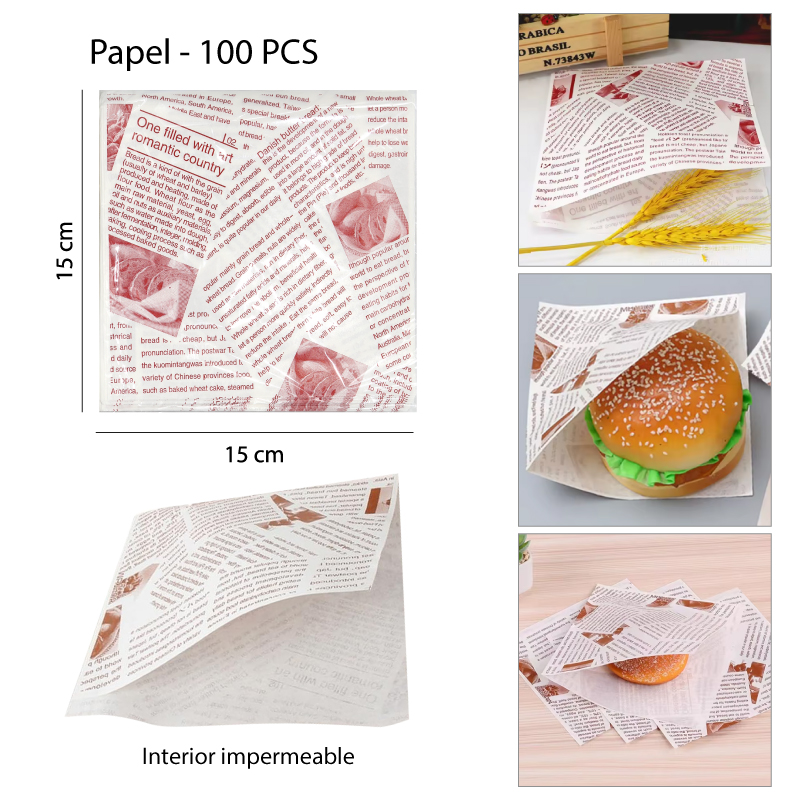 100 SOBRES DE PAPEL ESTAMPADO PARA ALIMENTOS
