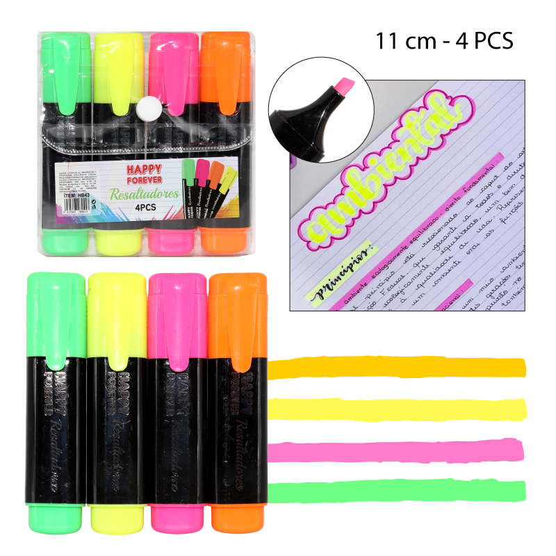 SET 4 RESALTADORES FLUORESCENTES