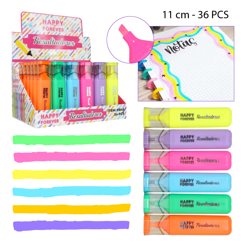 PAQUETE DE 36 RESALTADORES FLUORESCENTES
