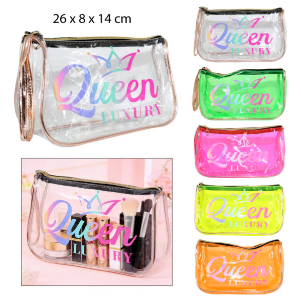 NECESER DE MAQUILLAJE TRANSPARENTE- 26 X 8 X 14 CM