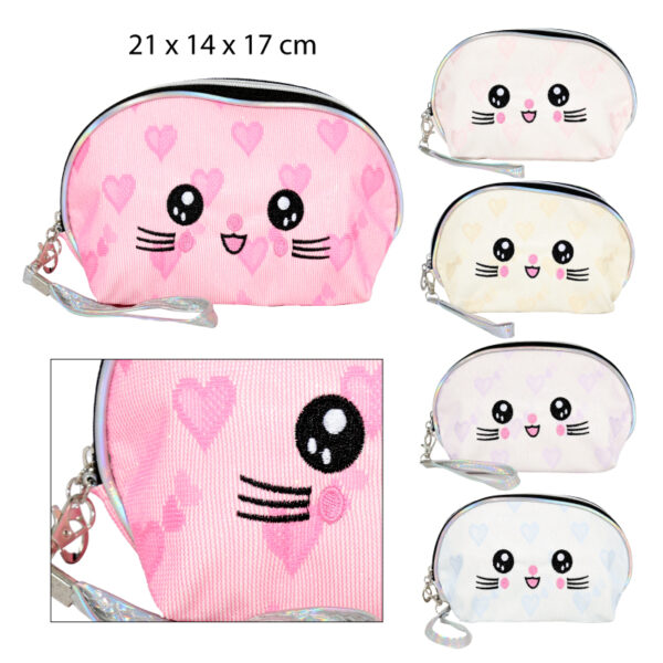 COSMETIQUERO DE TELA CON DISEÑO DE GATITO