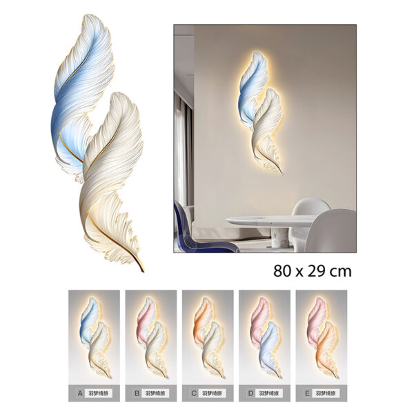 CUADRO DECORATIVO PLUMAS CON LUZ LED