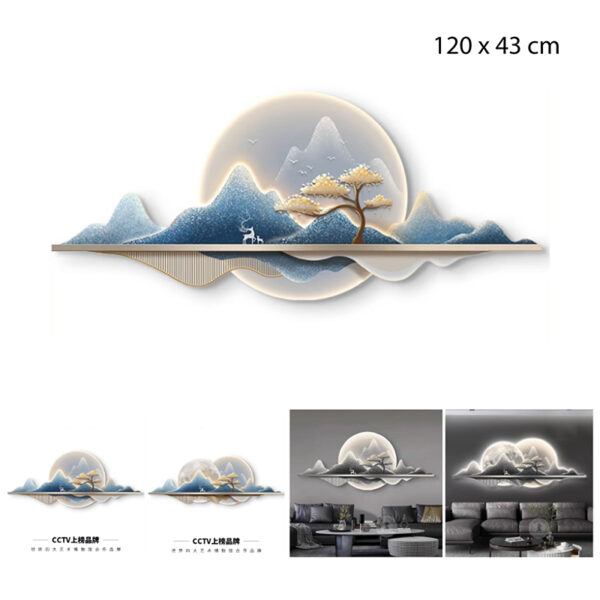 CUADRO DECORATIVO PAISAJE CON LUZ LED 120 X 43 CM