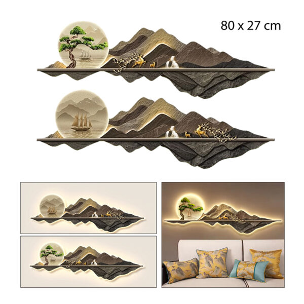 CUADRO DECORATIVO PAISAJE CON LUZ LED 80 X 27 CM