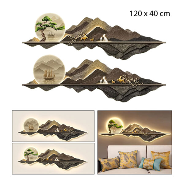 CUADRO DECORATIVO PAISAJE CON LUZ LED 120 X 40 CM