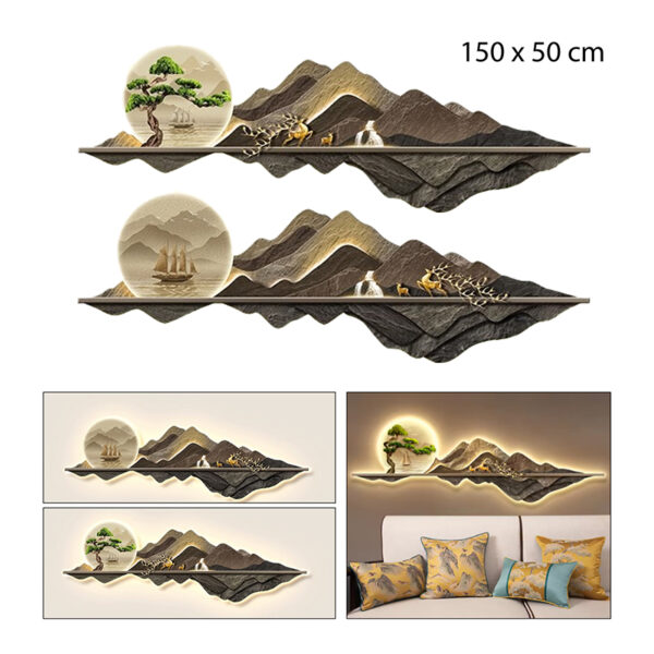 CUADRO DECORATIVO PAISAJE CON LUZ LED 150 X 50 CM