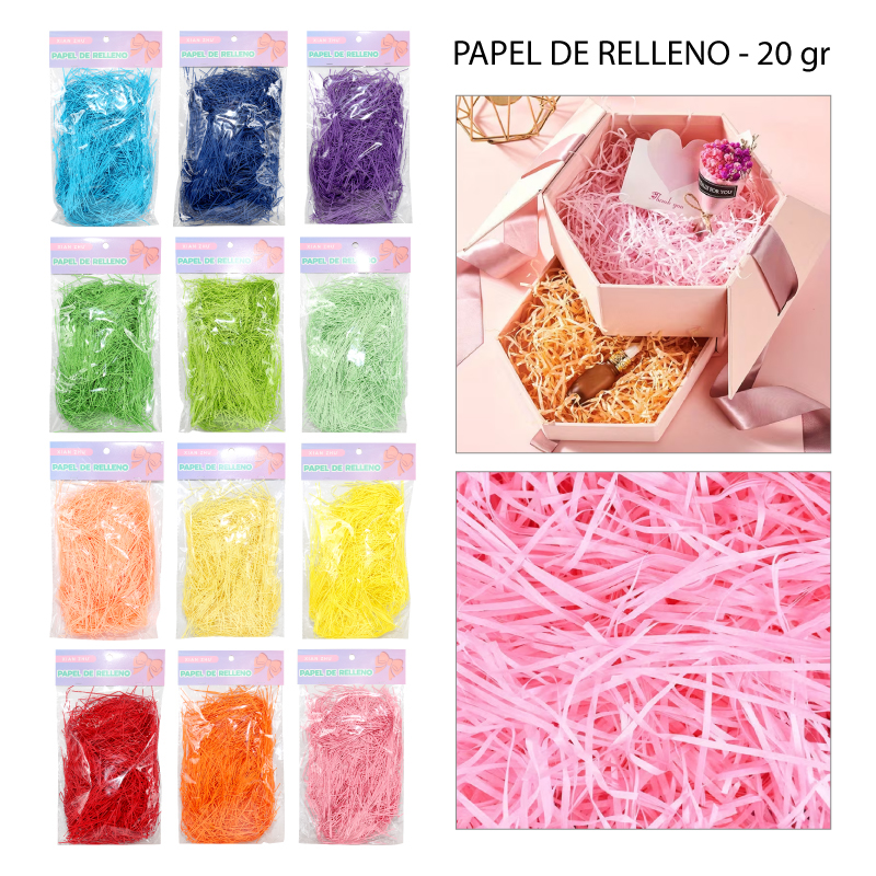PAPEL DE RELLENO PARA REGALO - 12 COLORES