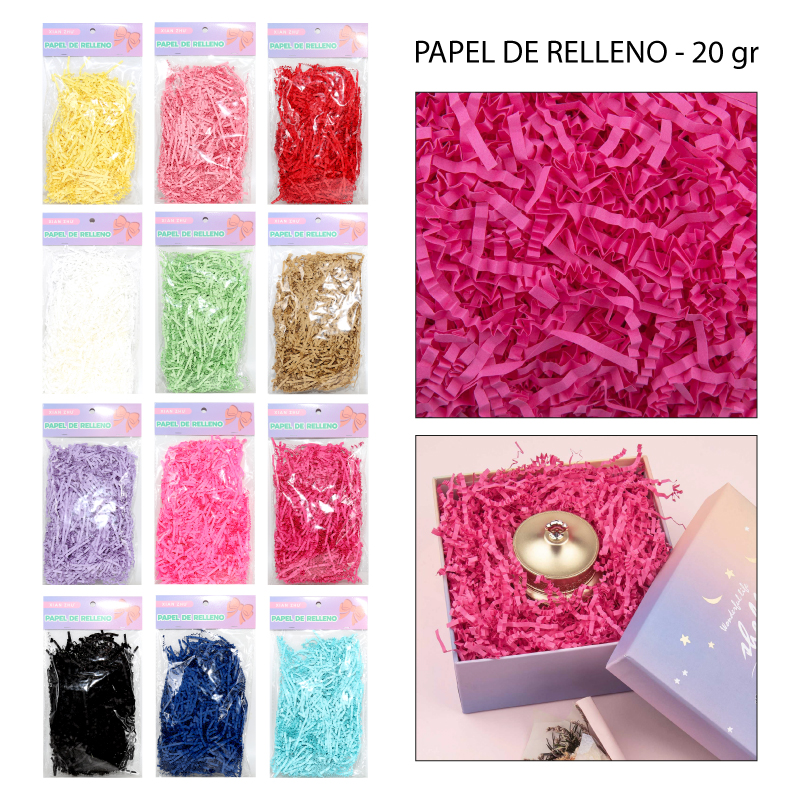 PAPEL DE RELLENO PARA REGALO 12 COLORES - 20 GR