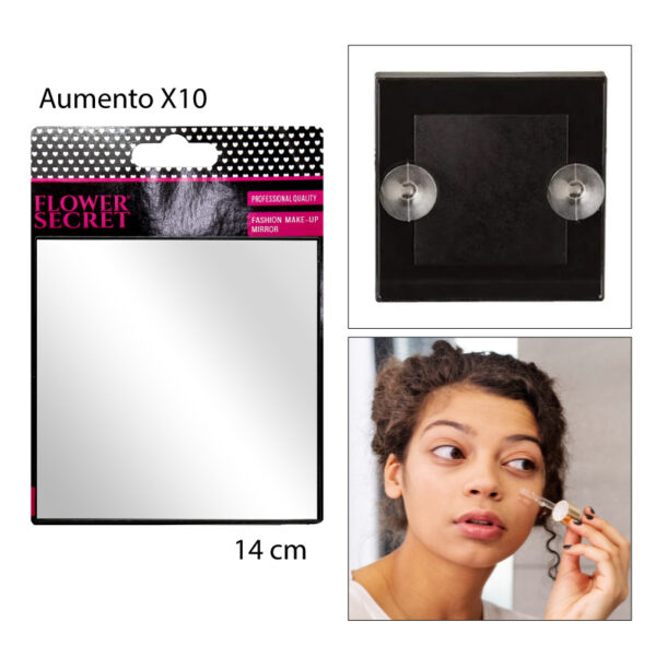 ESPEJO CUADRADO CON VENTOSA - AUMENTO 10X