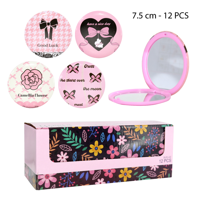 ESPEJO DE BOLSILLO 7.5 CM - CUTE PINK