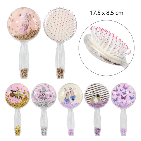 CEPILLO DE PELO REDONDO CON GLITTER