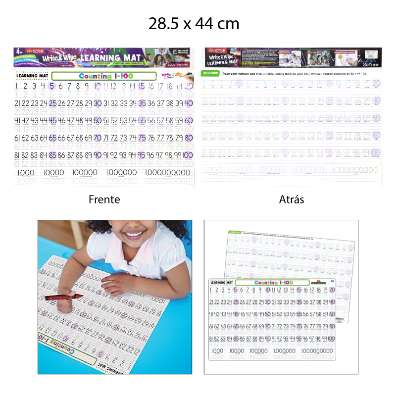 PIZARRA ESCOLAR, BORRABLE EN SECO - TRAZADO DE NÚMEROS