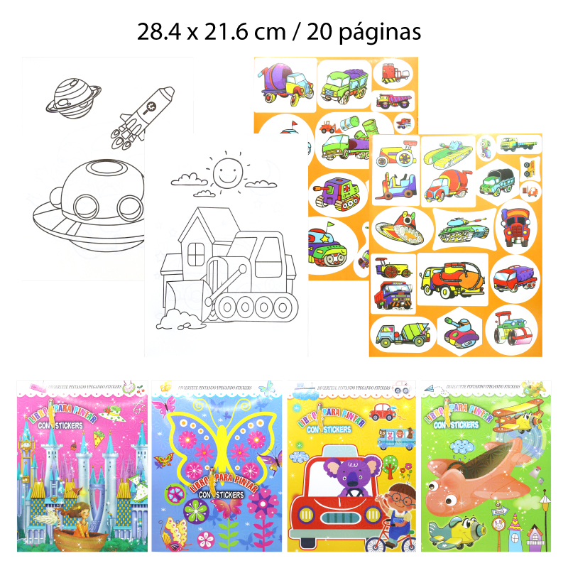 LIBRO PARA COLOREAR TEMÁTICO CON STICKERS