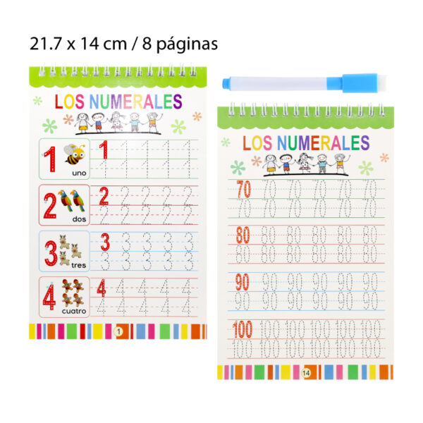 CUADERNO DE ESPIRAL BORRABLE CON LÁPIZ LETRAS EN ESPAÑOL 8 PÁGINAS - 21.7 X 14 CM