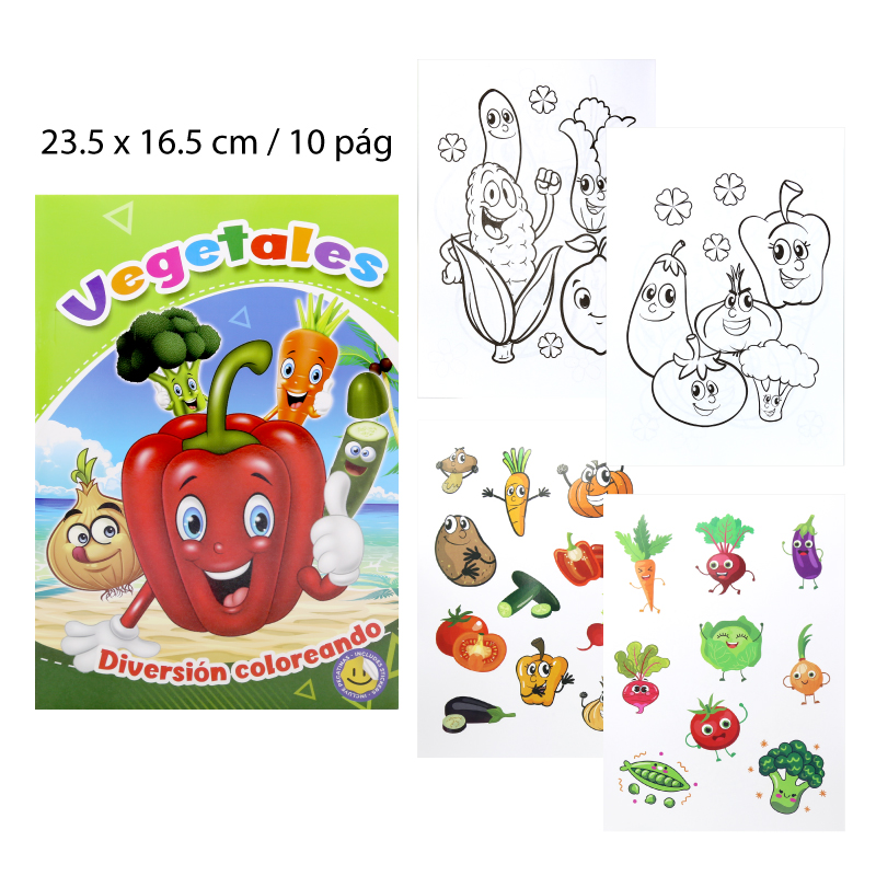 LIBRO PARA COLOREAR CON PEGATINA 10 PÁGINAS - 23.5 X 16.5 CM