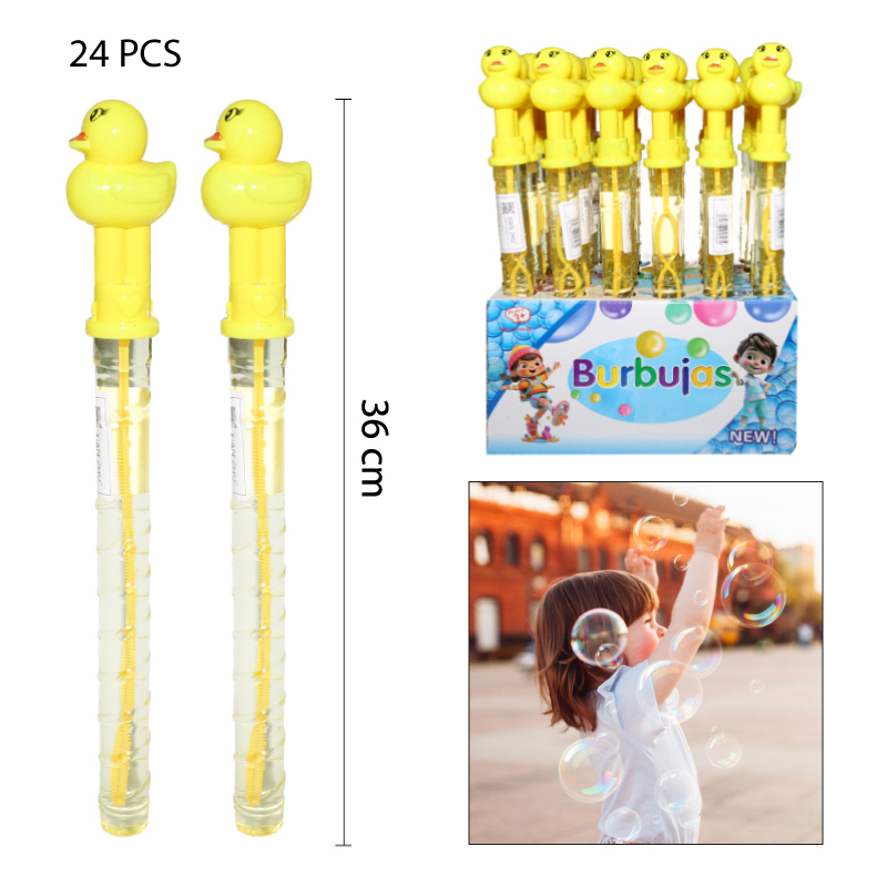 VARA DE BURBUJAS DISEÑO DE PATITOS AMARILLOS - 36 CM