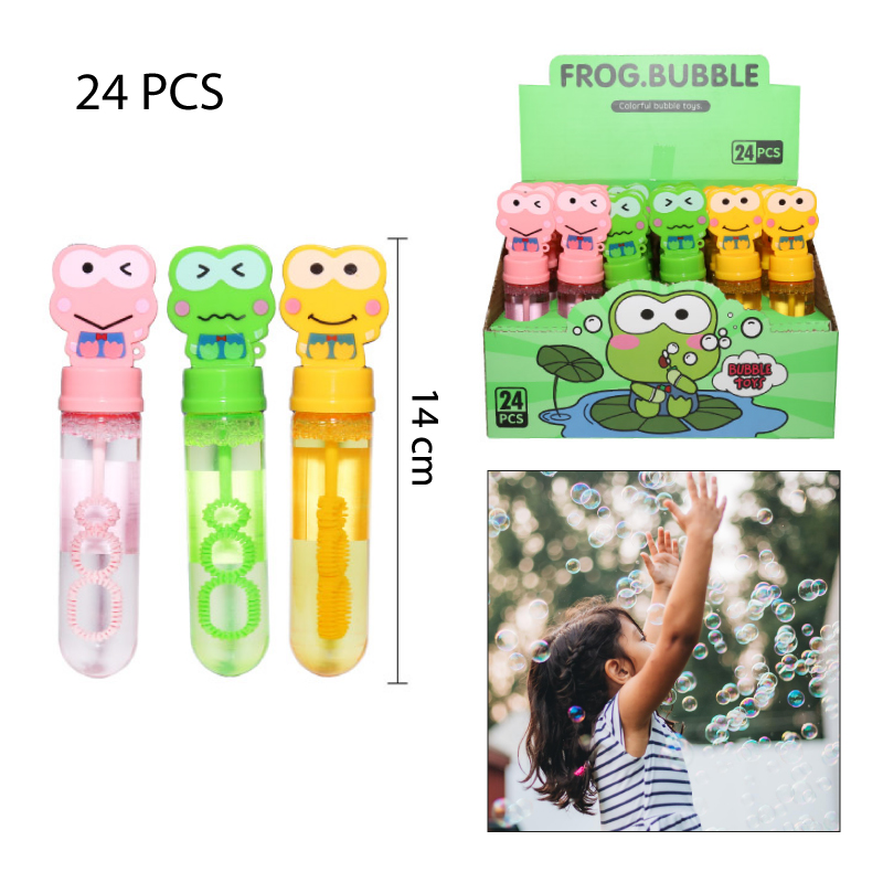 VARA DE BURBUJAS DISEÑO RANAS DE COLORES - 14 CM