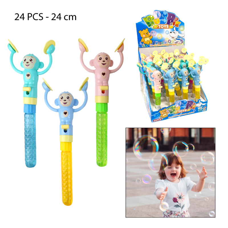 VARA DE BURBUJAS DISEÑO MONO CON PLATILLOS - 24 CM