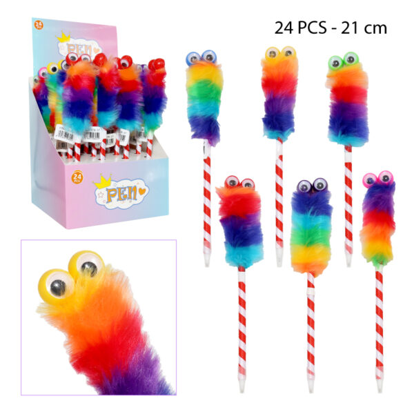 BOLÍGRAFOS AZULES CON DISEÑOS DE ORUGA - 21 CM