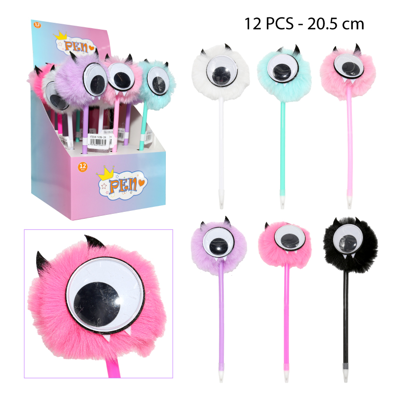 BOLÍGRAFOS AZULES CON DISEÑOS DE MONSTRUOS - 20.5 CM