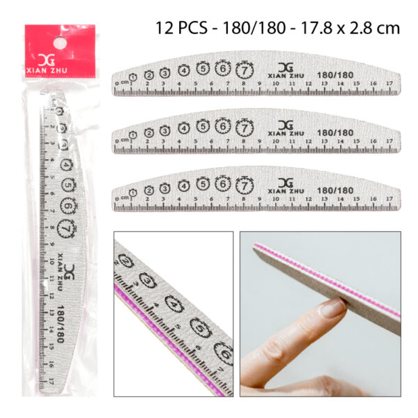 LIMAS DE UÑAS MEDIA LUNA CON MEDIDA - 180 / 180