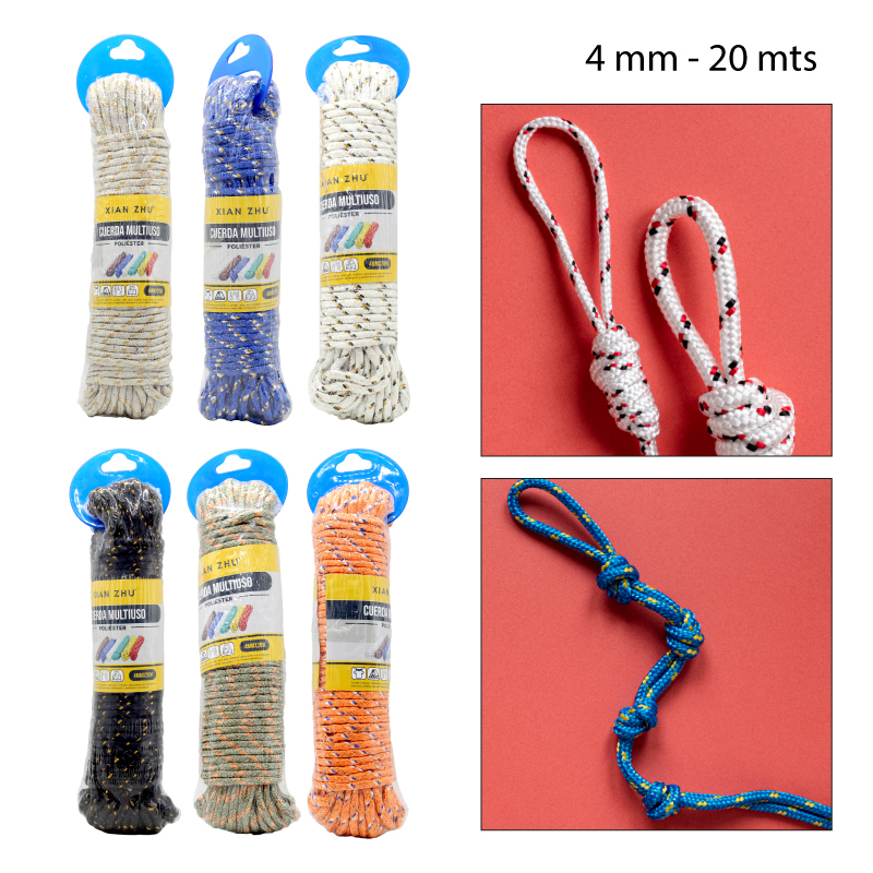 CUERDA DE POLIÉSTER DE ALTA RESISTENCIA PARA TENDEDERO - 4 MM X 20 MTS