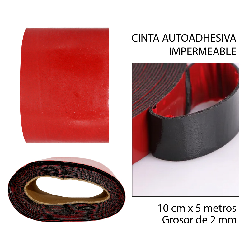 CINTA AUTOADHESIVA IMPERMEABLE - 10 CM X 5 MTS