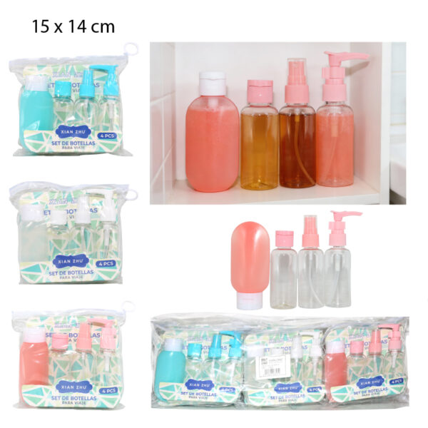 SET BOTELLAS DE VIAJE PARA HIENE  - PACK DE 4