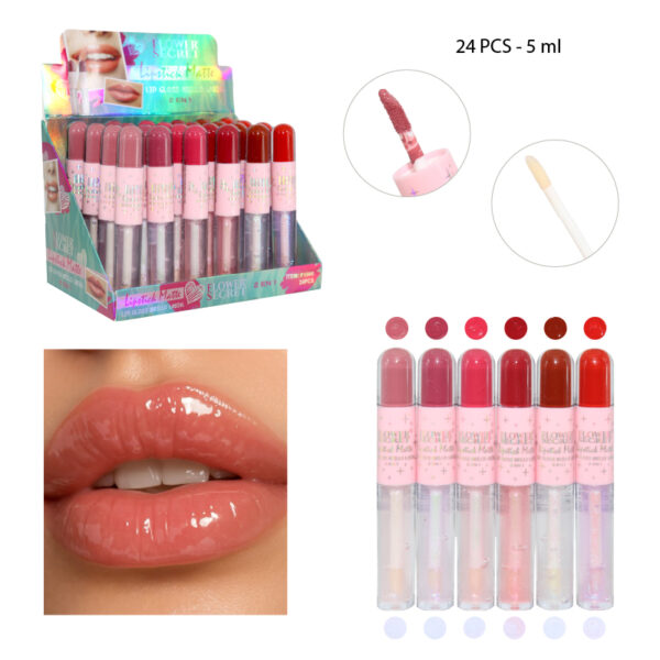 LABIAL MATE + BRILLO CON GLITTER- 5 ML
