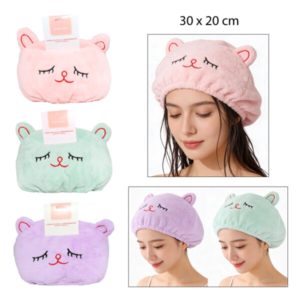 GORRO DE MICRO FIBRA ABSORBENTE PARA CABELLO DISEÑO OSITO