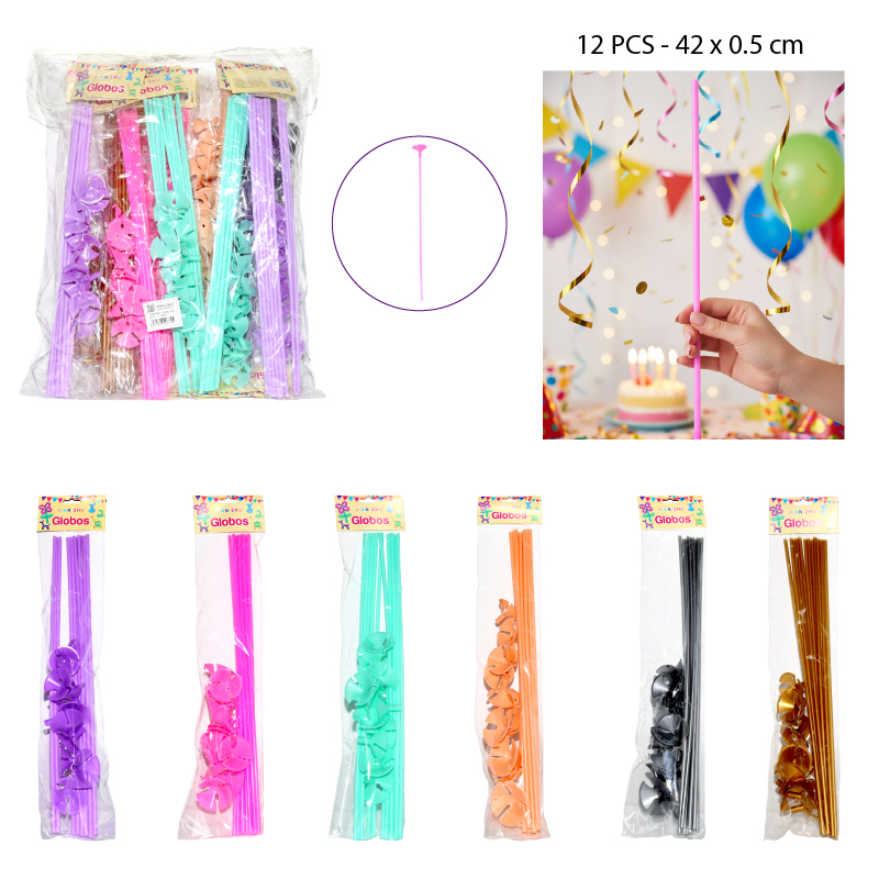 VARILLAS PARA GLOBOS SET DE 12 - 12 PCS