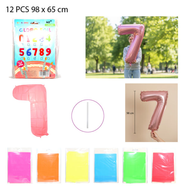 GLOBO NUMÉRICO FLUORECENTE 40 PULGADAS  - 12 PCS