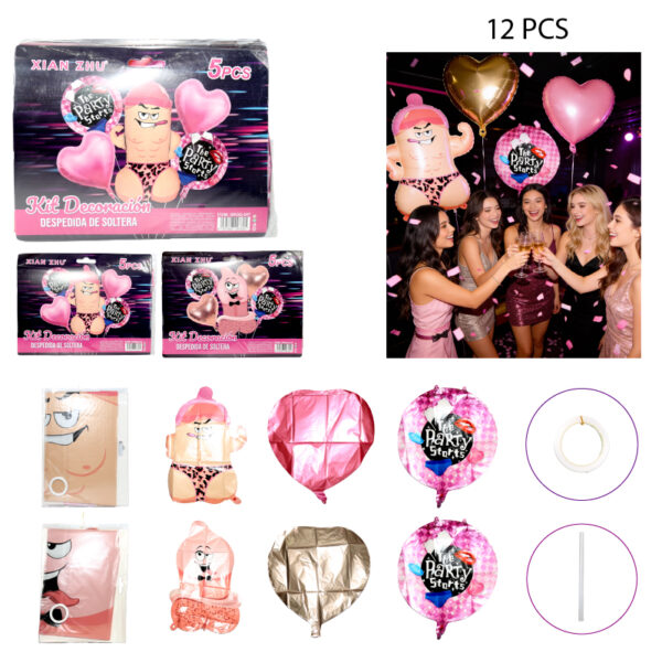 SET DE GLOBOS FIESTA DE SOLTERA 5 PIEZAS - 12 PCS
