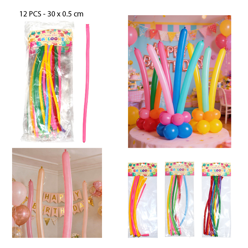GLOBOS ALARGADOS PACK 10 - 12 PCS