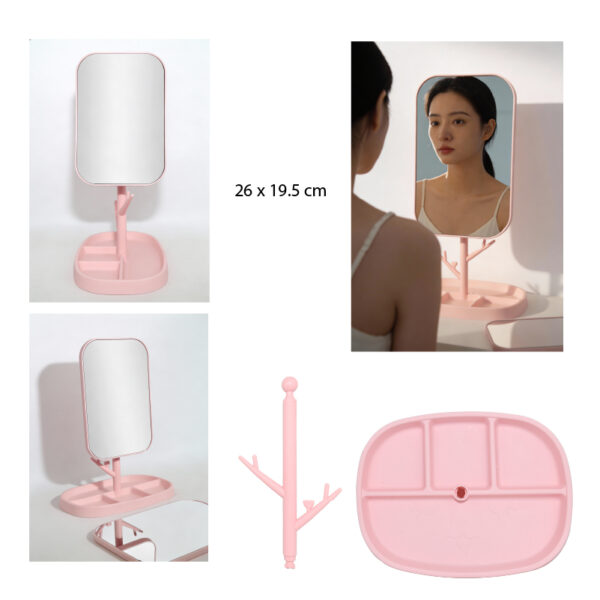 ESPEJO DE MAQUILLAJE DE MESA GIRATORIO - 26 X 19.5 CM