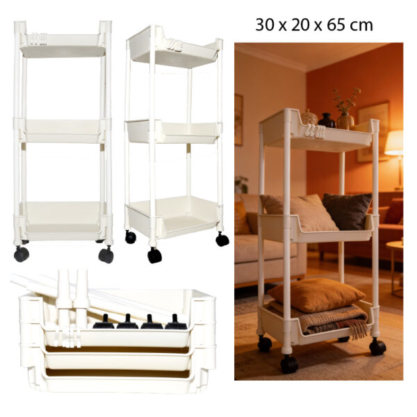 ESTANTERIA PLÁSTICA PEQUEÑA DE 3 NIVELES COLOR BLANCO