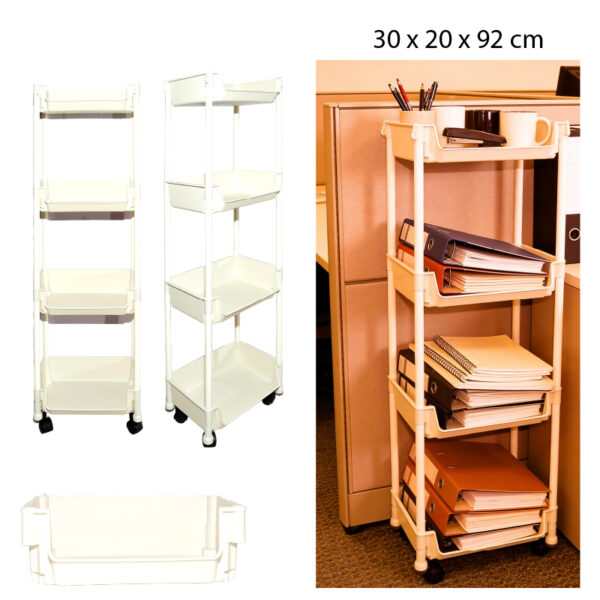 ESTANTERIA PLÁSTICA PEQUEÑA DE 4 NIVELES COLOR BLANCO