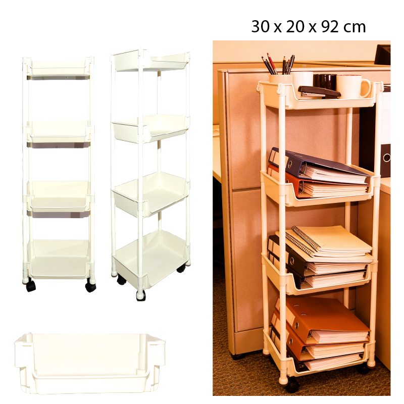 ESTANTERIA PLÁSTICA PEQUEÑA DE 4 NIVELES COLOR BLANCO