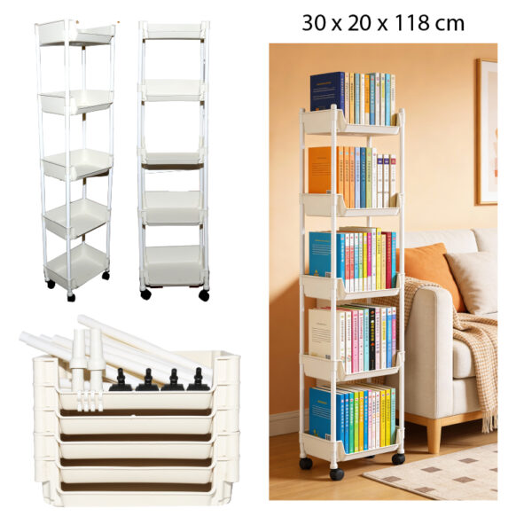 ESTANTERIA PLÁSTICA PEQUEÑA DE 5 NIVELES COLOR BLANCO