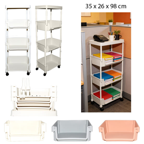 ESTANTERIA PLÁSTICA TECHO PLANO DE 4 NIVELES