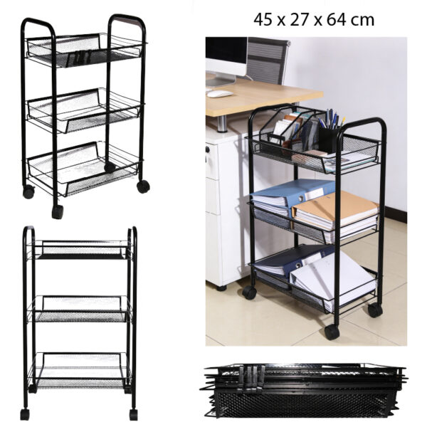 ESTANTERIA DE MALLA CON ESTRUCTURA DE HIERRO DE 3 NIVELES